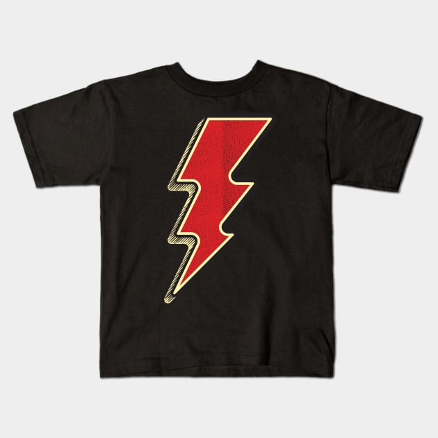 KICK ASS Flash Lightning Bolt Electricity Symbol Vintage Style Sketch Kids T-Shirt by Naumovski